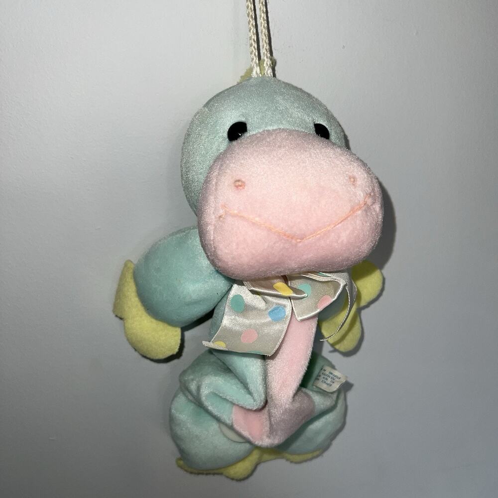 Vintage Eden Kids Gifts Pastel Plush Dragon Dinosaur Musical Crib Toy 1994 WORKS